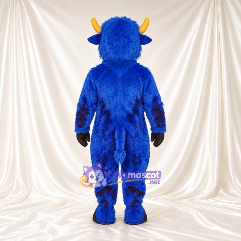 Costume de mascotte Buffle – bleu – Cornes (jaune); Museau (noir) Costume de mascotte Buffle – bleu – Cornes (jaune); Museau (noir)