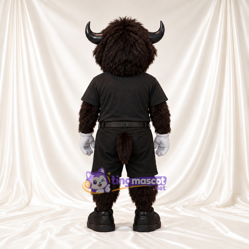Maskottchenkostüm Büffel – braun – Outfit (schwarz) Maskottchenkostüm Büffel – braun – Outfit (schwarz)