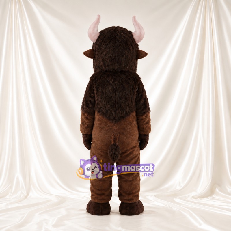 Costume de mascotte Bison – marron – Museau (rose); Collerette (noir) Costume de mascotte Bison – marron – Museau (rose); Collerette (noir)