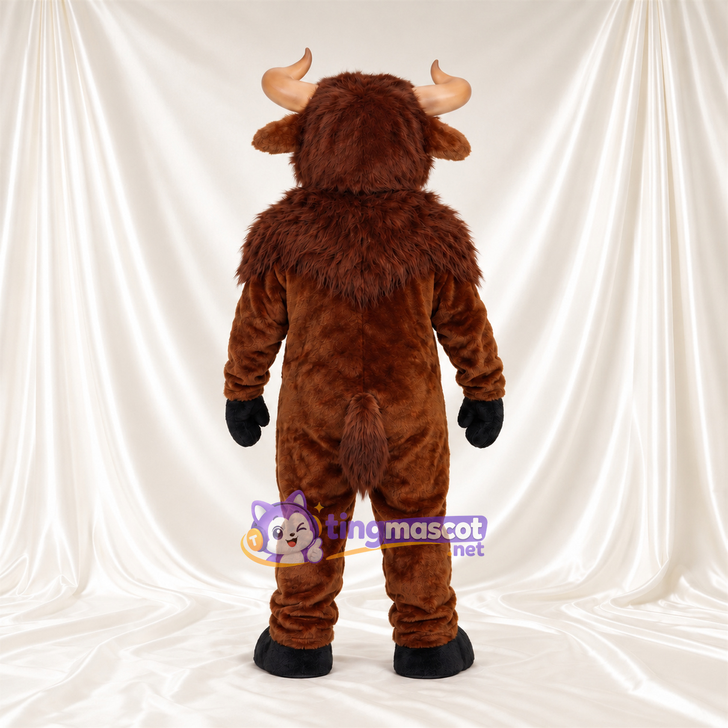Costume de mascotte Bison – marron – Crinière (marron); Yeux (jaune) Costume de mascotte Bison – marron – Crinière (marron); Yeux (jaune)