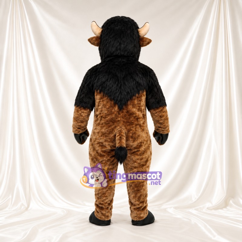 Costume de mascotte Bison – marron – Crinière (noir) Costume de mascotte Bison – marron – Crinière (noir)