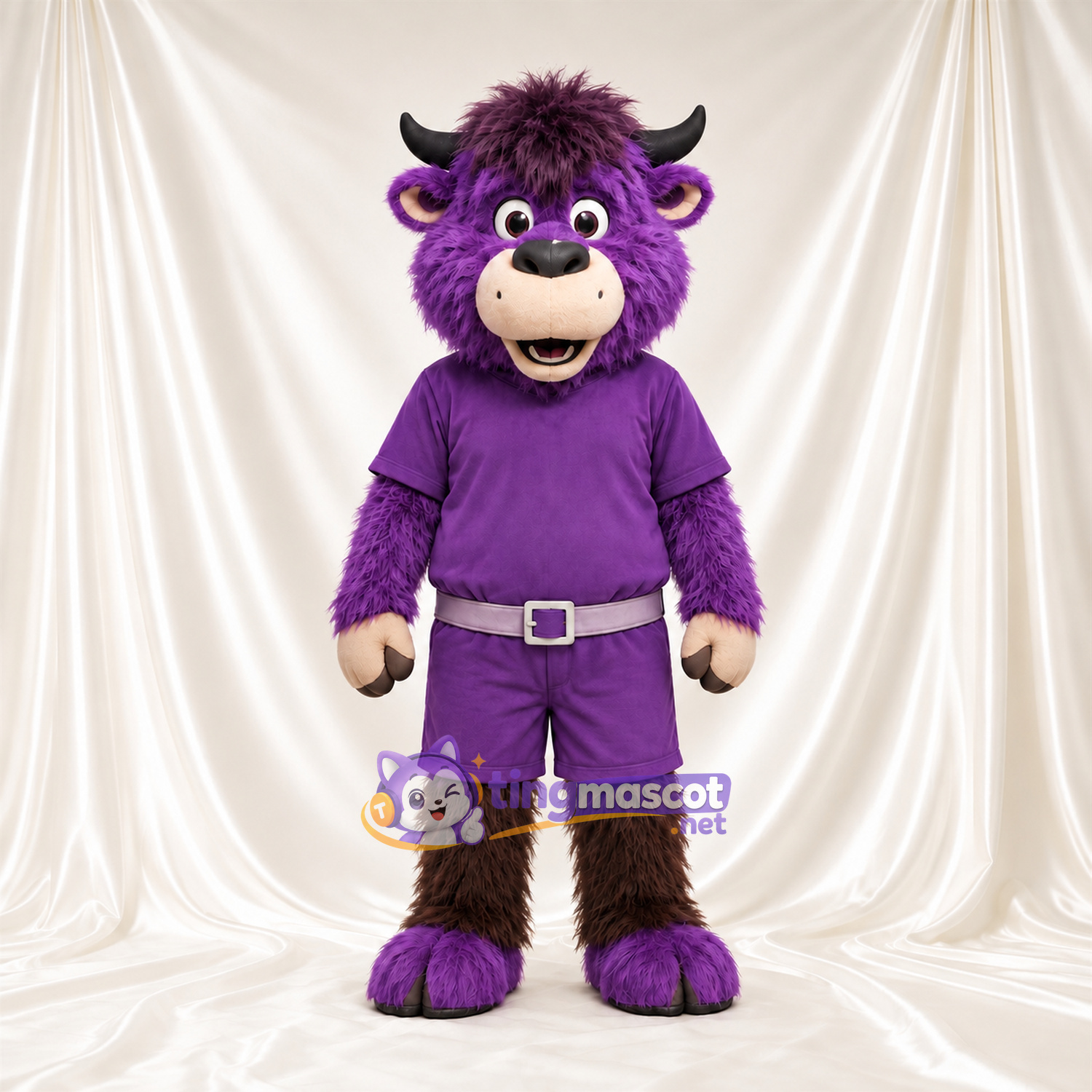 Maskottchenkostüm Bison – violett – Hemd (violett); Shorts Maskottchenkostüm Bison – violett – Hemd (violett); Shorts