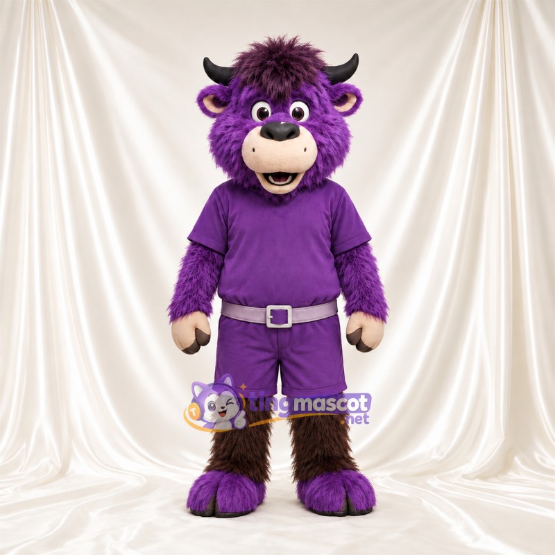 Maskottchenkostüm Bison – violett – Hemd (violett); Shorts