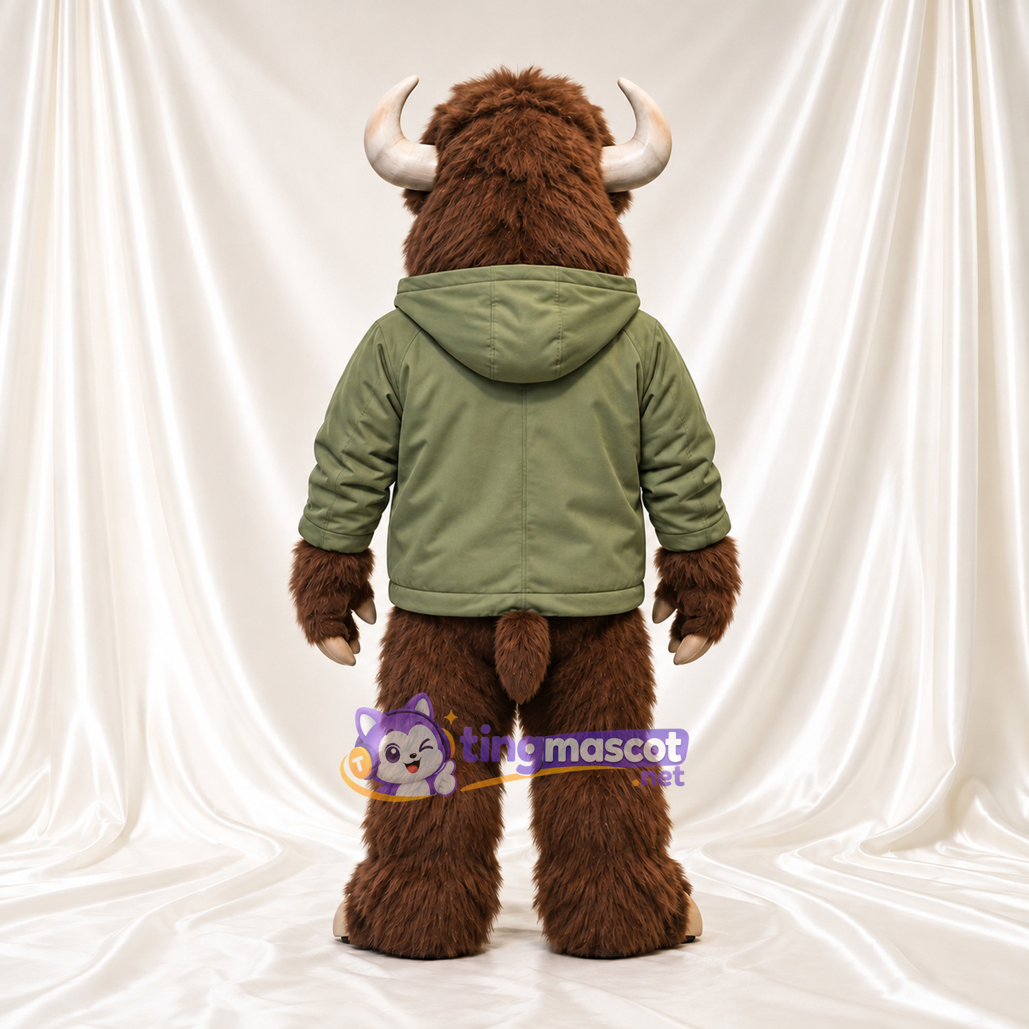 Costume de mascotte Bison – marron – Sweat à capuche (vert) Costume de mascotte Bison – marron – Sweat à capuche (vert)