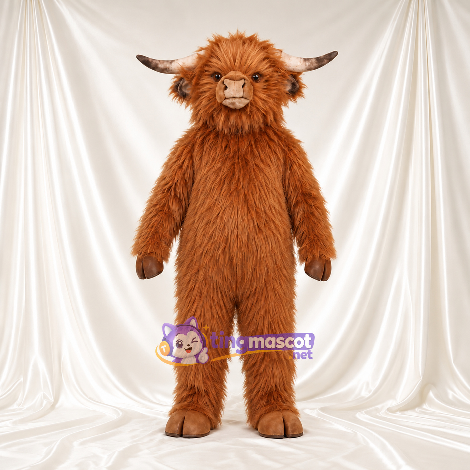 Maskottchenkostüm Kuh – orange – Zottelfell Maskottchenkostüm Kuh – orange – Zottelfell