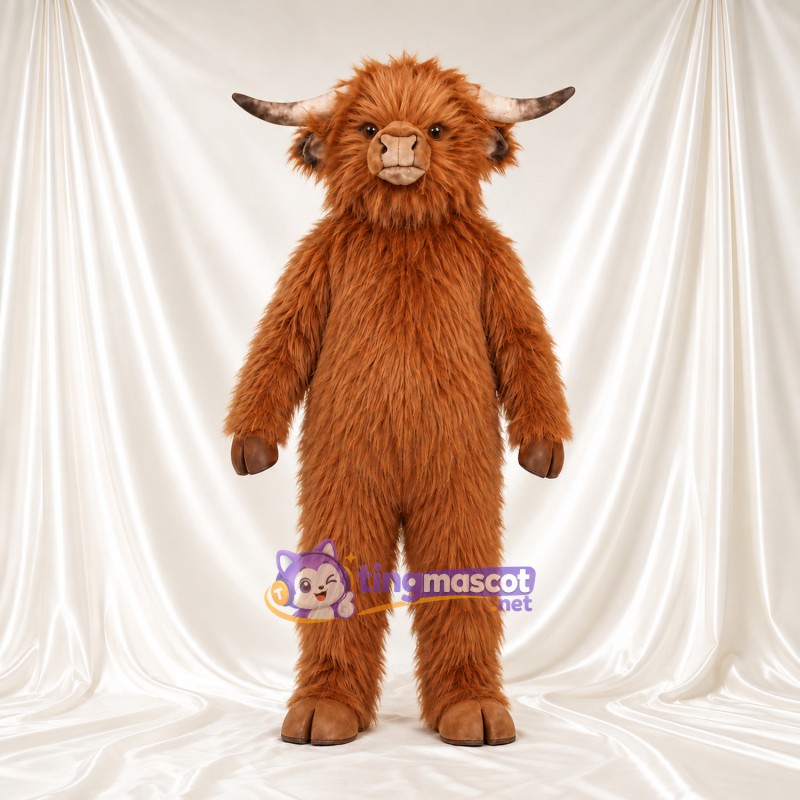 Maskottchenkostüm Kuh – orange – Zottelfell Maskottchenkostüm Kuh – orange – Zottelfell