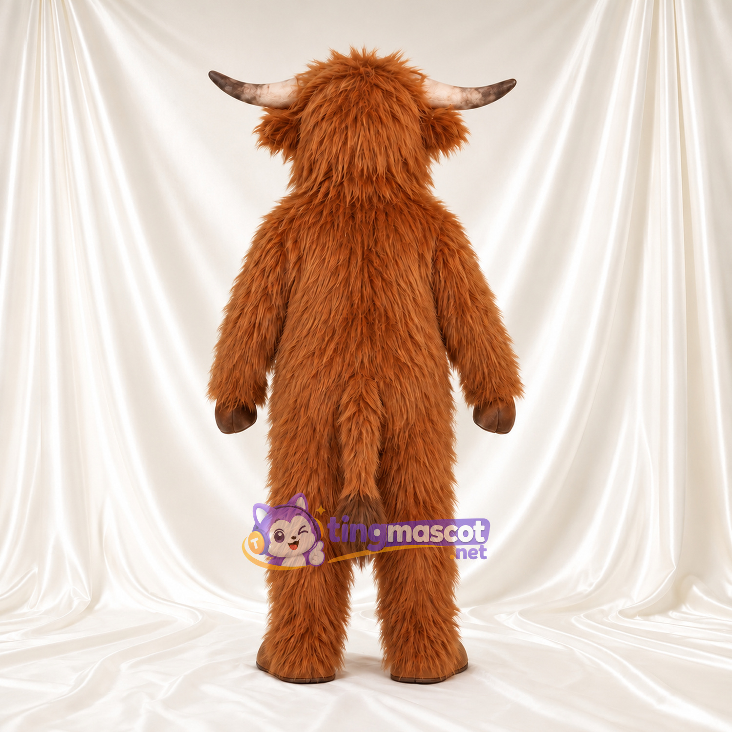 Maskottchenkostüm Kuh – orange – Zottelfell Maskottchenkostüm Kuh – orange – Zottelfell