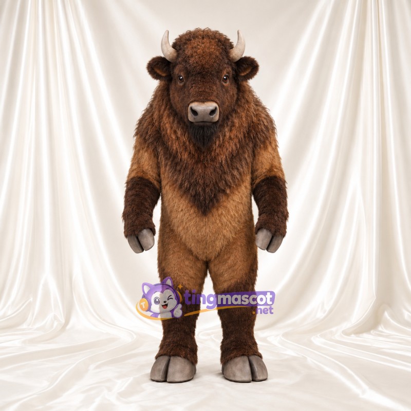 Costume de mascotte Bison – marron – Crinière; Fourrure hirsute Costume de mascotte Bison – marron – Crinière; Fourrure hirsute