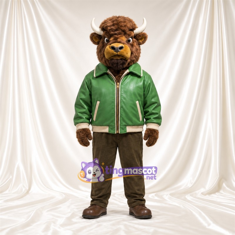 Costume de mascotte Bison – marron – Veste (vert) Costume de mascotte Bison – marron – Veste (vert)