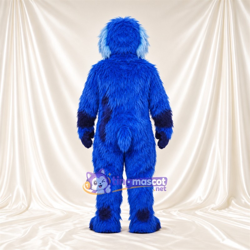 Costume de mascotte Monstre – bleu – Bouche ouverte; Fourrure hirsute Costume de mascotte Monstre – bleu – Bouche ouverte; Fourrure hirsute