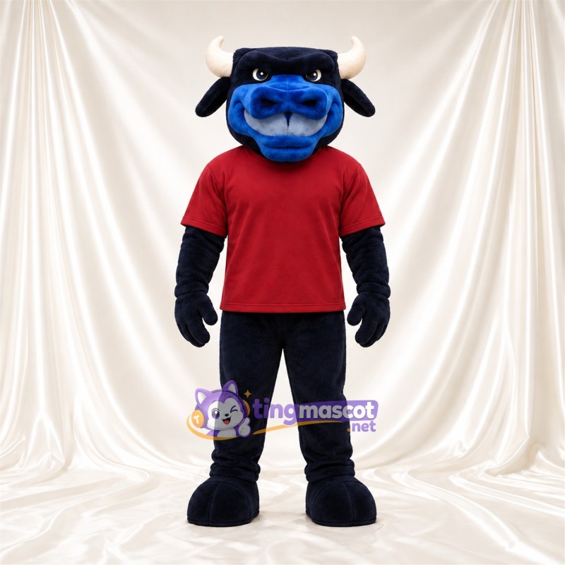 Maskottchenkostüm Stier – blau – Hemd (rot) Maskottchenkostüm Stier – blau – Hemd (rot)