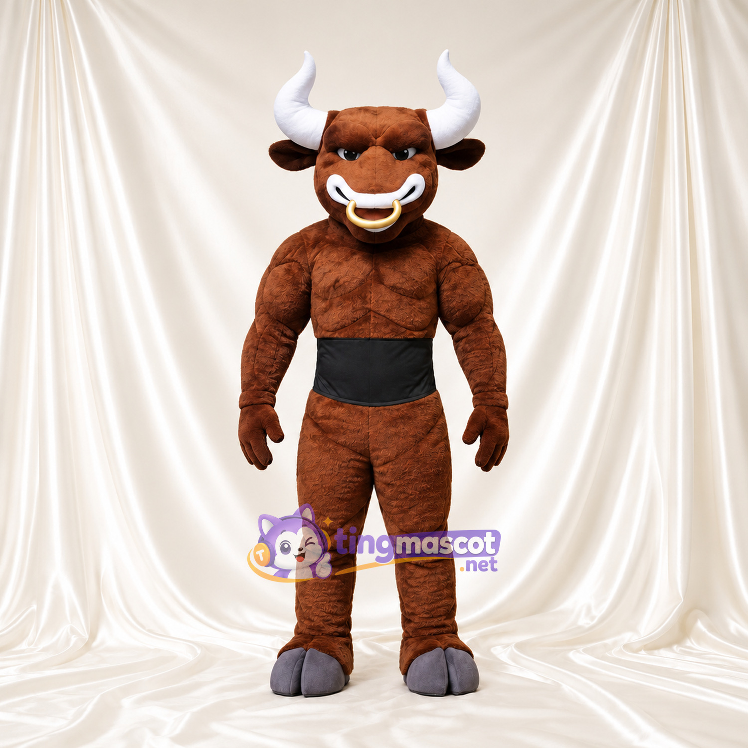 Costume de mascotte Taureau – marron – Ceinture (noir) Costume de mascotte Taureau – marron – Ceinture (noir)