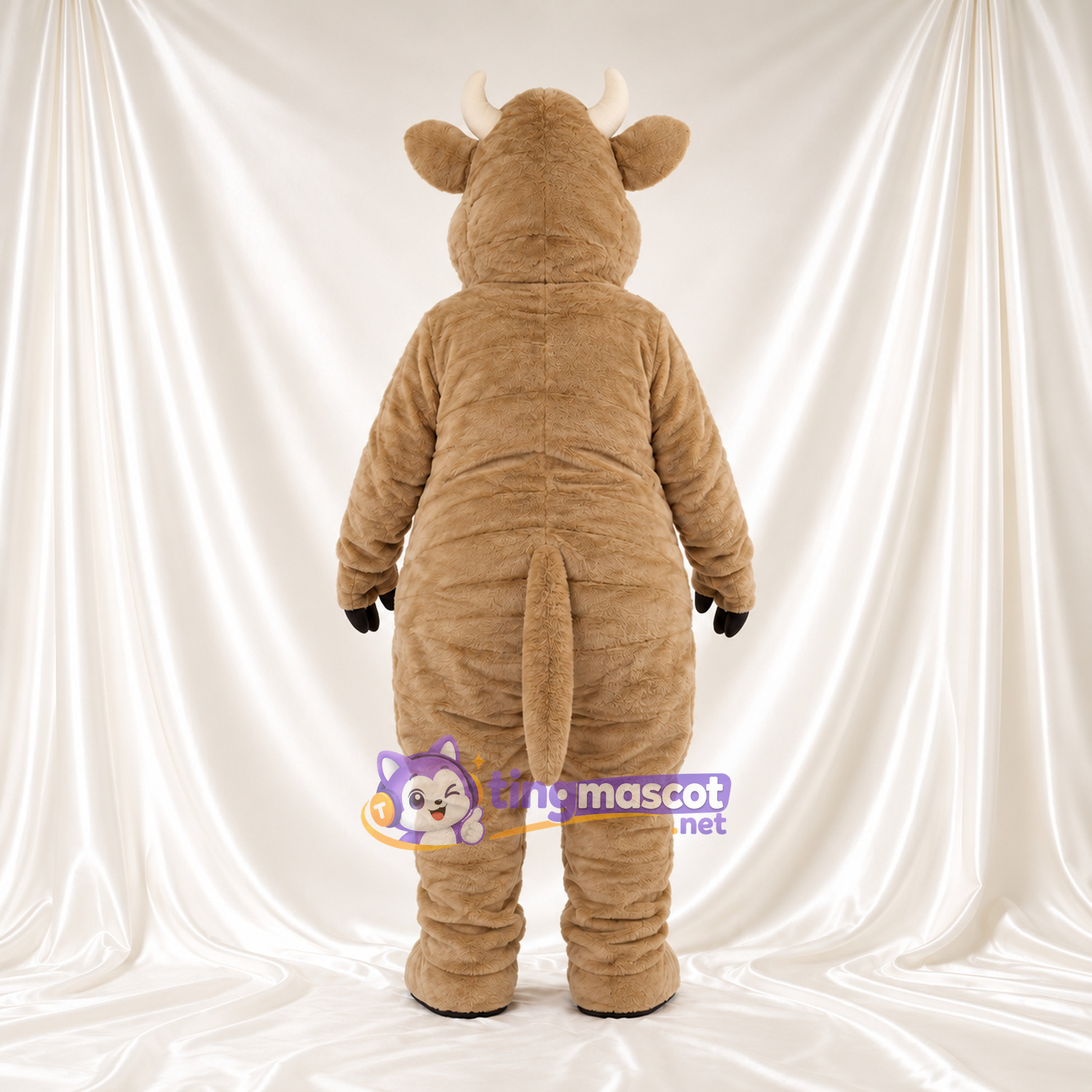 Costume de mascotte Taureau – brun clair – Cornes (brun clair); Visage (crème) Costume de mascotte Taureau – brun clair – Cornes (brun clair); Visage (crème)