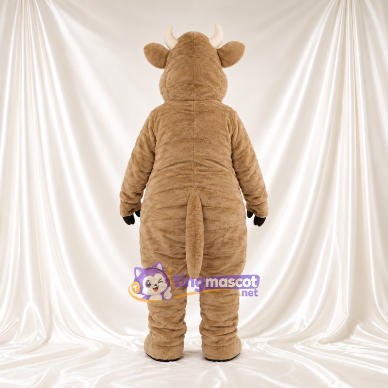 Costume de mascotte Taureau – brun clair – Cornes (brun clair); Visage (crème) Costume de mascotte Taureau – brun clair – Cornes (brun clair); Visage (crème)