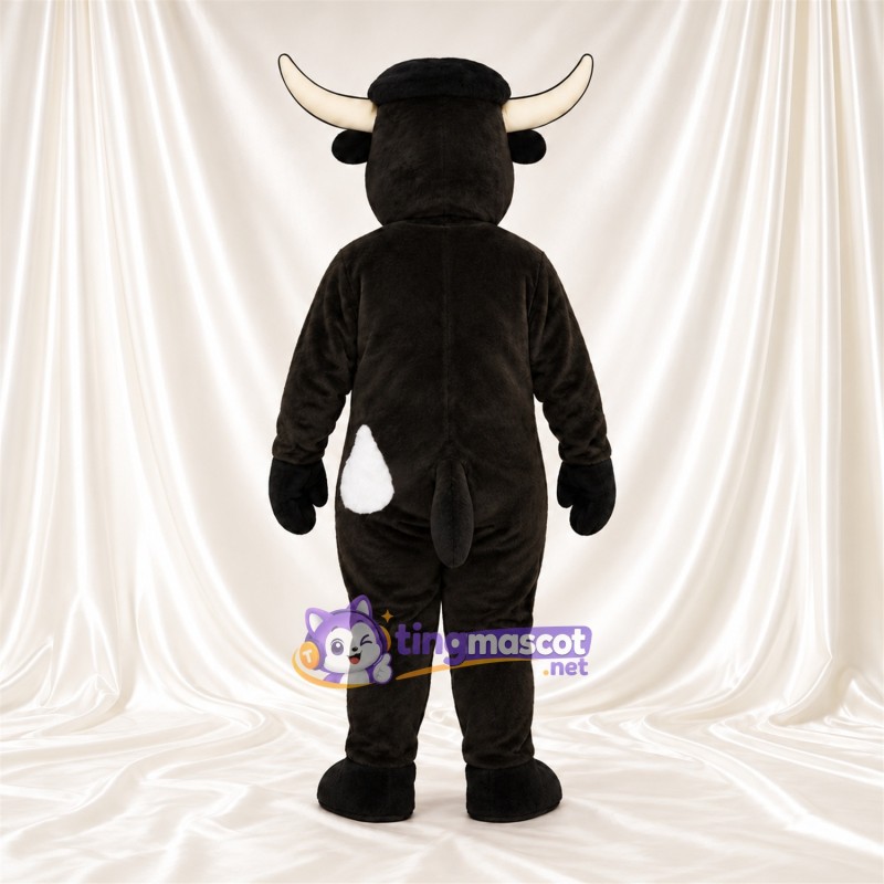 Black and White Bull Mascot Costume - White Chest and White Spots Black and White Bull Mascot Costume - White Chest and White Spots
