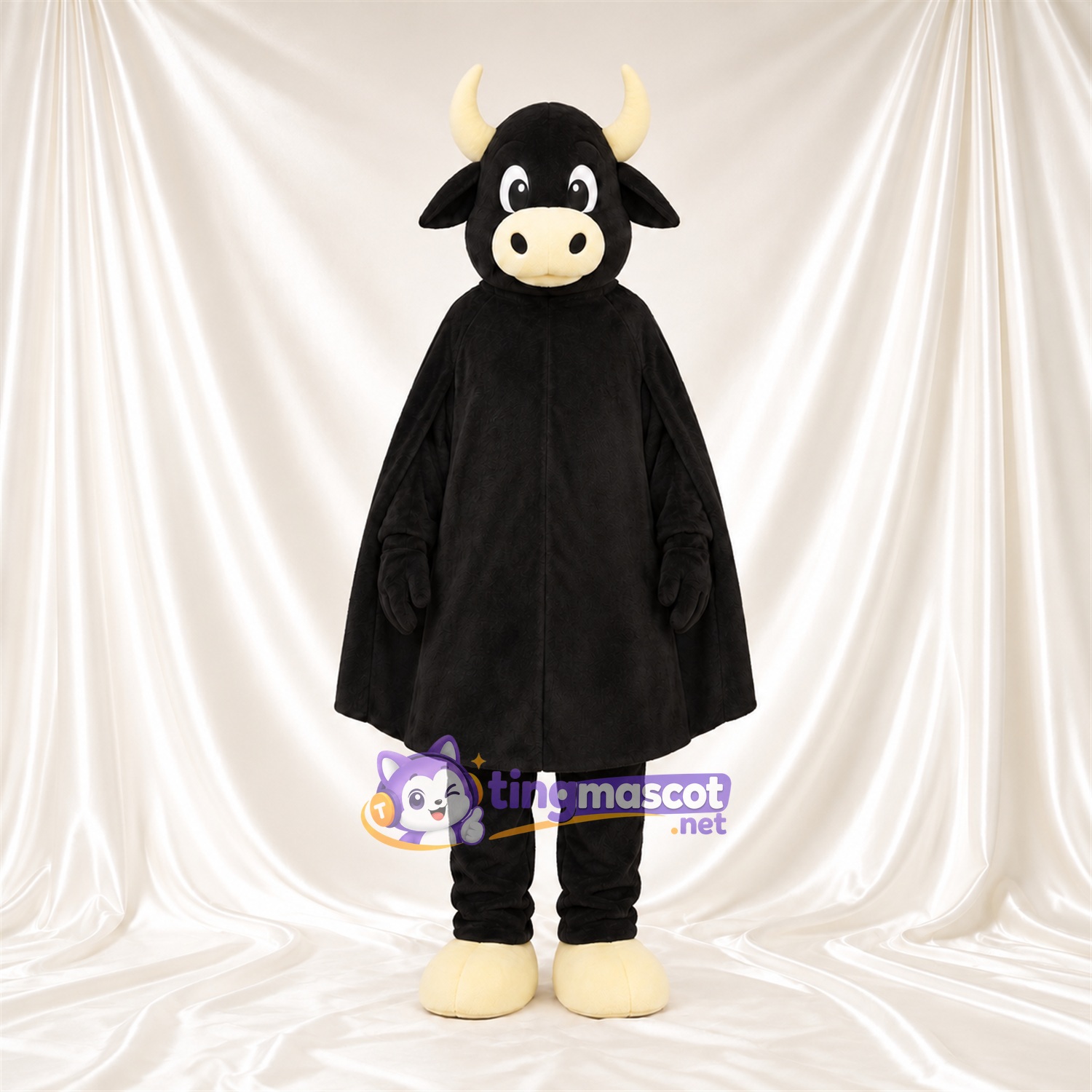 Black Bull Mascot Costume - Black Cape Black Bull Mascot Costume - Black Cape