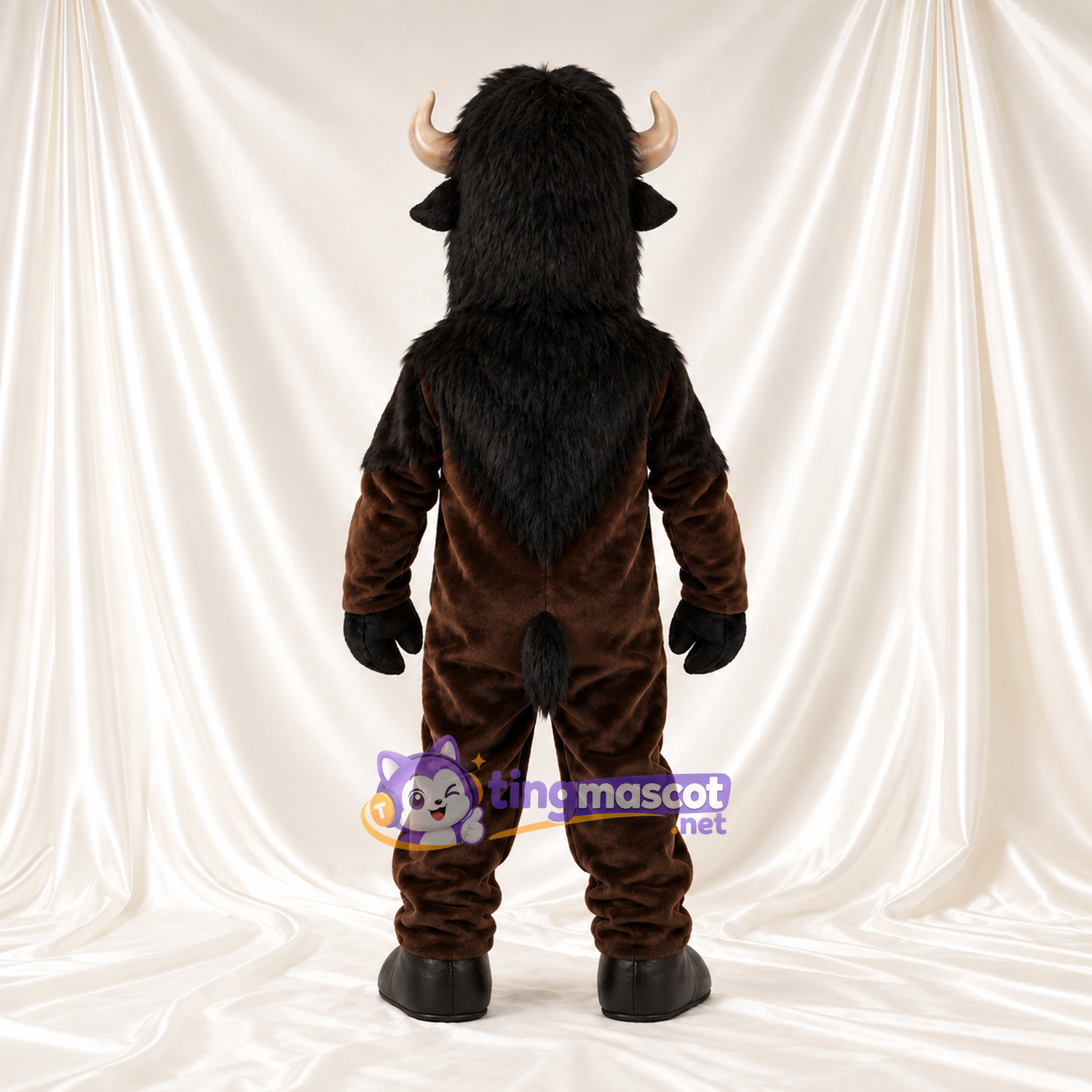 Costume de mascotte Minotaure – marron / noir – Cornes courbées; Crinière (noir) Costume de mascotte Minotaure – marron / noir – Cornes courbées; Crinière (noir)
