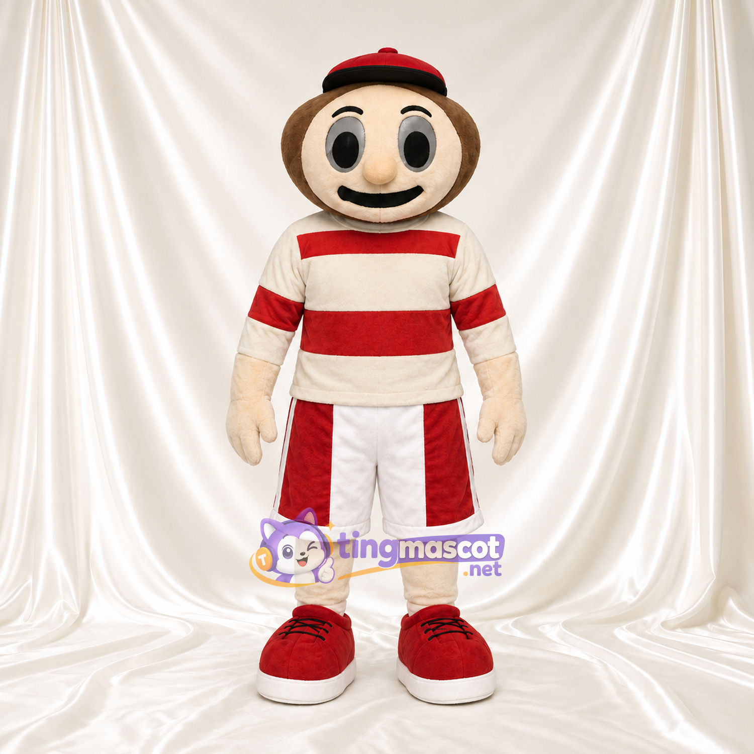 Maskottchenkostüm Comicfigur – rot / weiß – Outfit; Shorts (rot) Maskottchenkostüm Comicfigur – rot / weiß – Outfit; Shorts (rot)