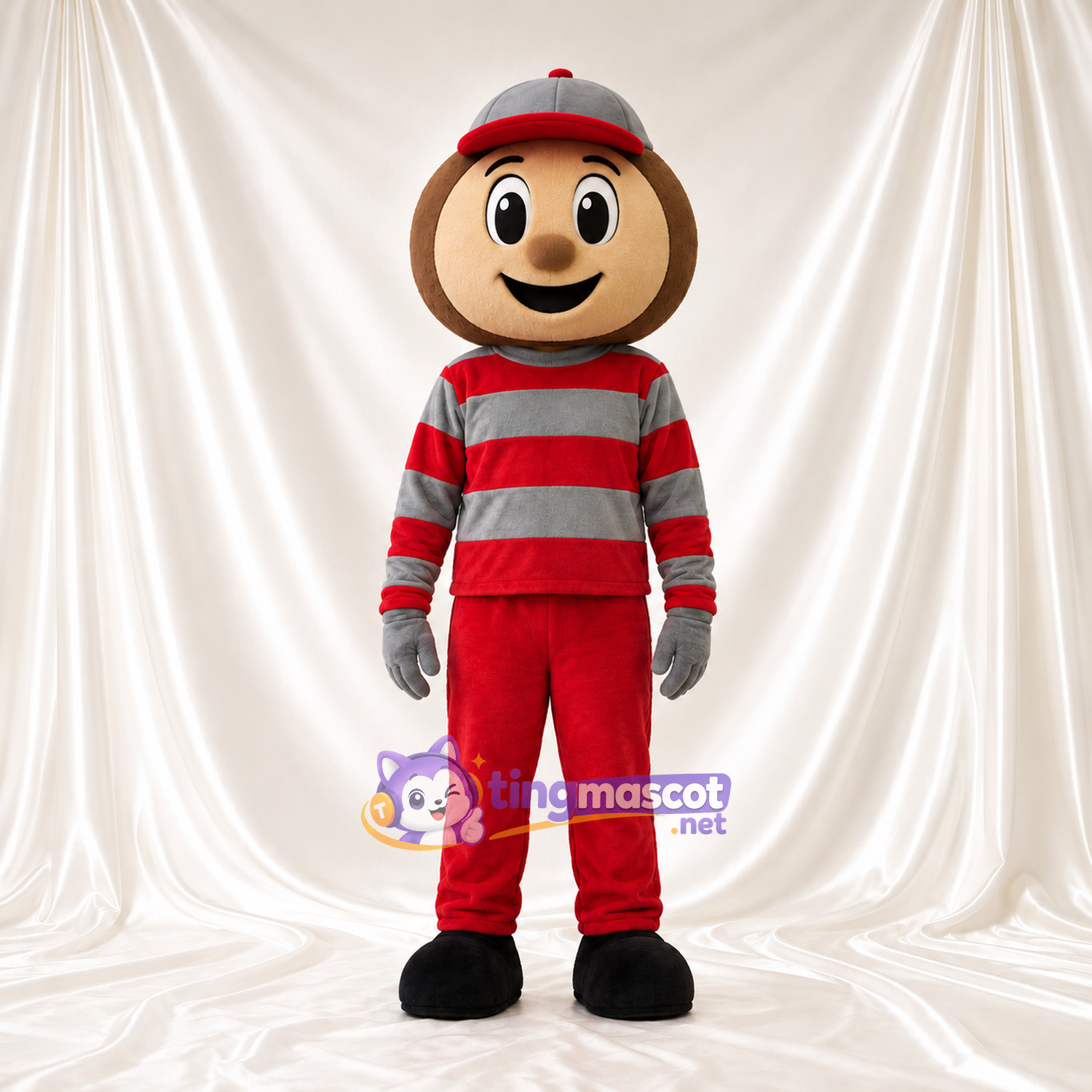 Costume de mascotte Garçon cartoon – rouge / gris – Chemise; Pantalon (rouge) Costume de mascotte Garçon cartoon – rouge / gris – Chemise; Pantalon (rouge)