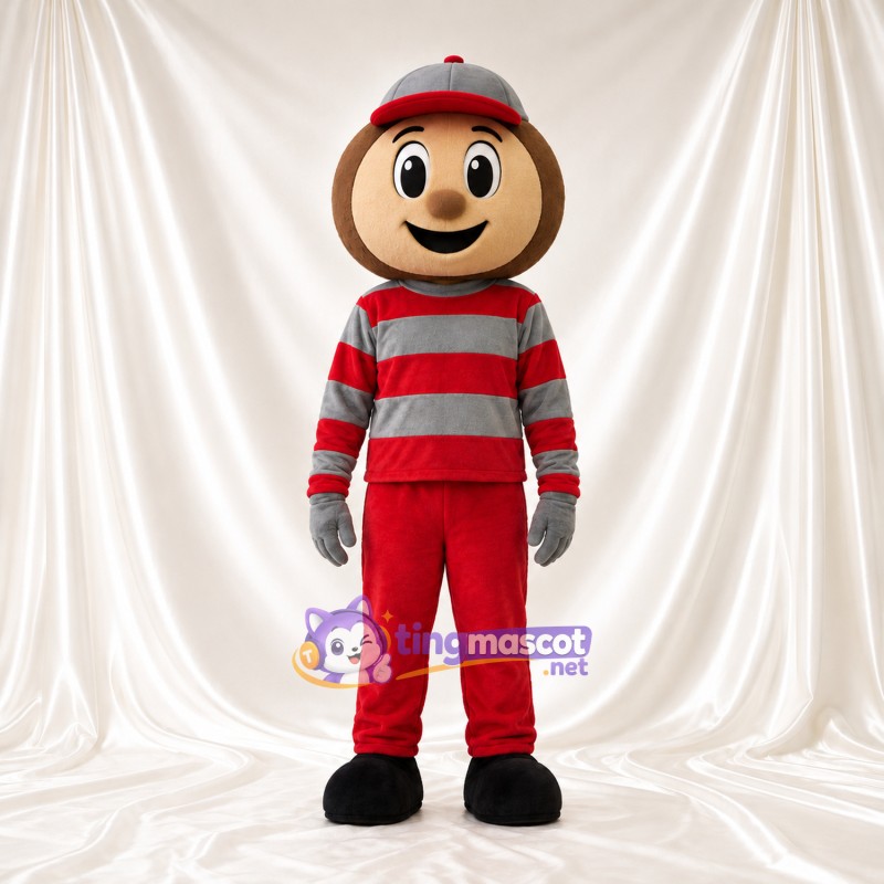 Costume de mascotte Garçon cartoon – rouge / gris – Chemise; Pantalon (rouge) Costume de mascotte Garçon cartoon – rouge / gris – Chemise; Pantalon (rouge)