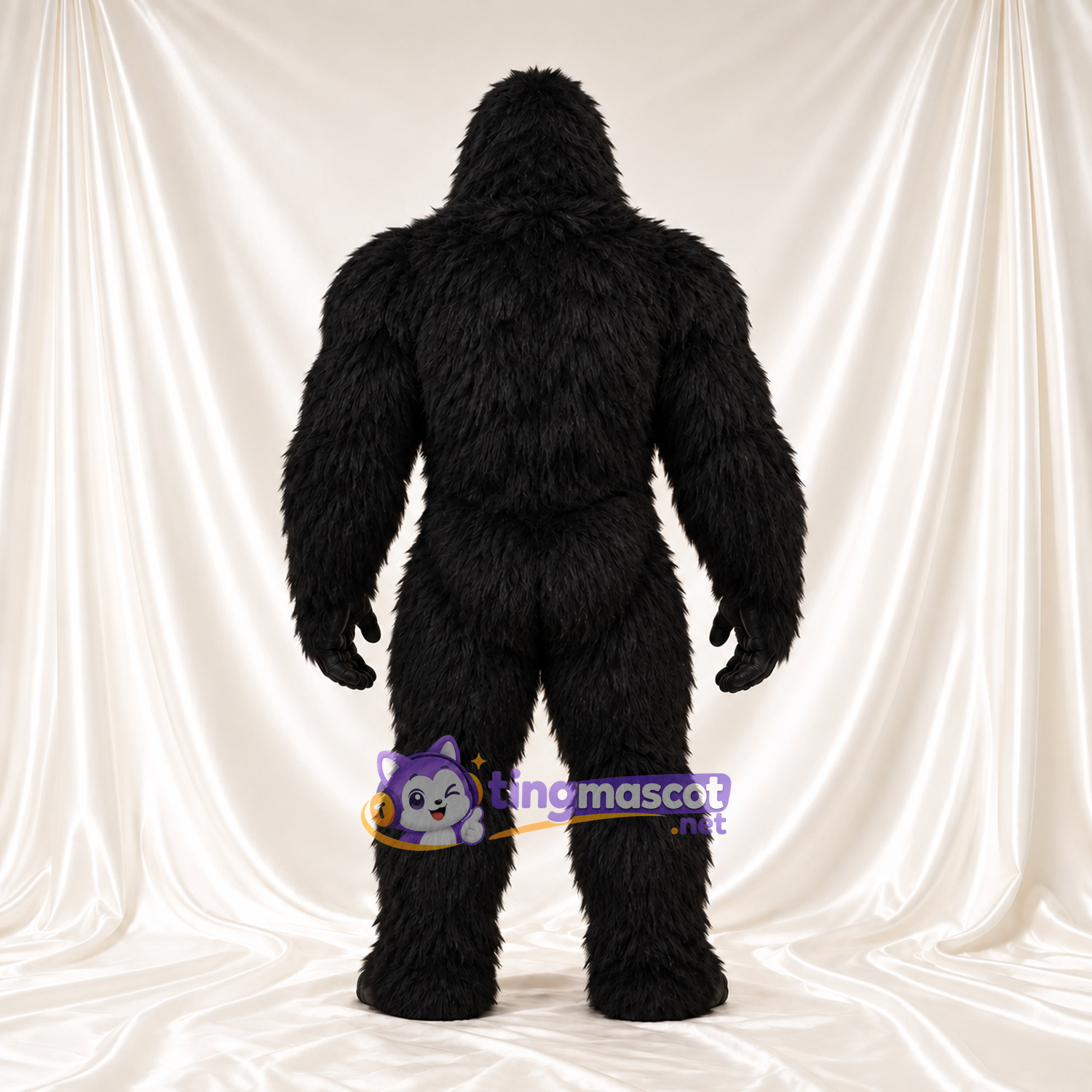 Black Gorilla Mascot Costume - Black Muscle Chest and Pointed Fangs Black Gorilla Mascot Costume - Black Muscle Chest and Pointed Fangs