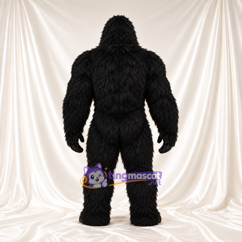 Black Gorilla Mascot Costume - Black Muscle Chest and Pointed Fangs Black Gorilla Mascot Costume - Black Muscle Chest and Pointed Fangs