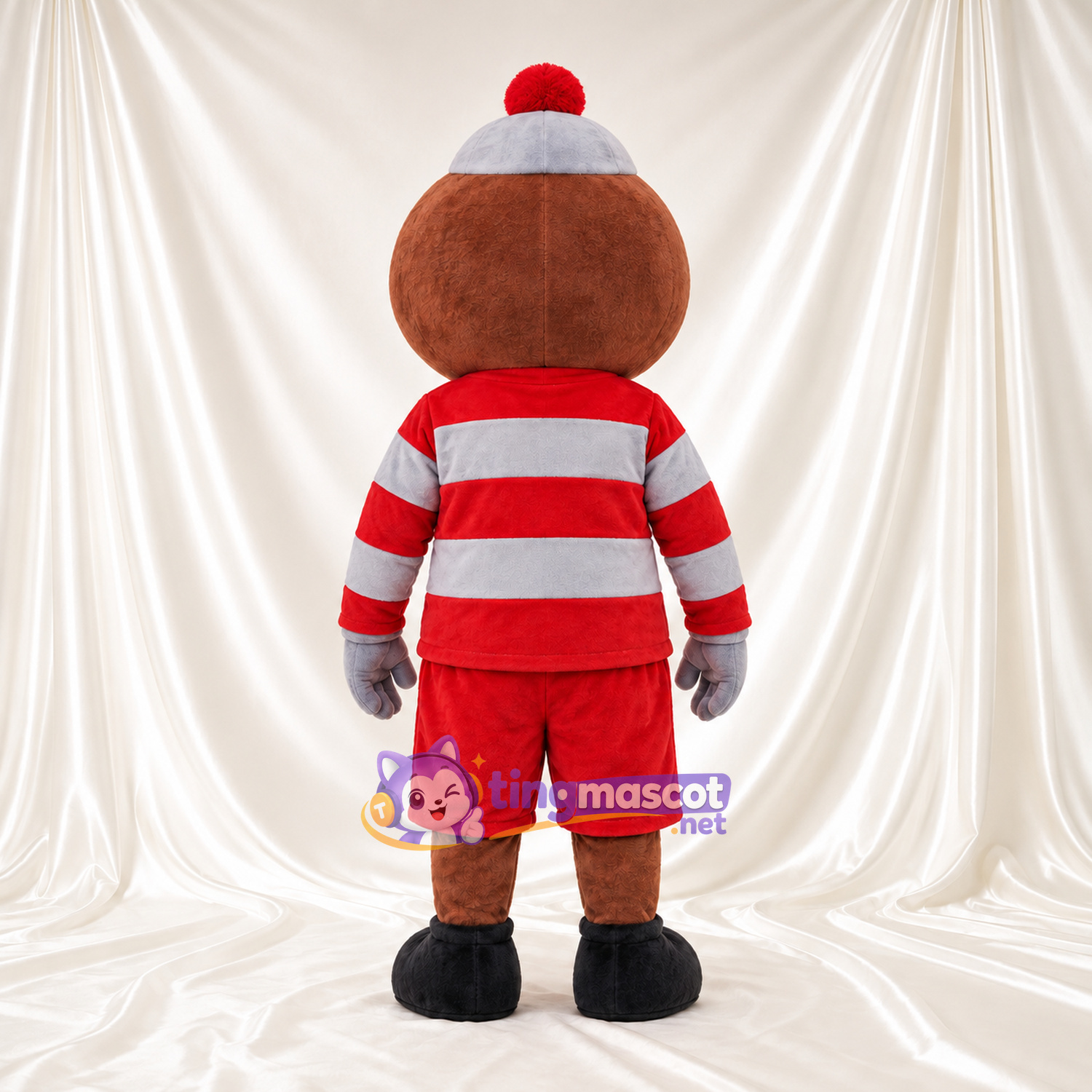 Maskottchenkostüm Comic-Junge – rot / weiß – Outfit; Handschuhe (grau) Maskottchenkostüm Comic-Junge – rot / weiß – Outfit; Handschuhe (grau)