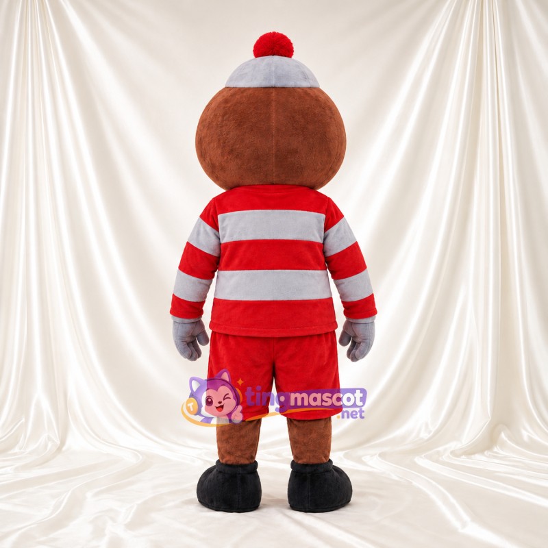 Maskottchenkostüm Comic-Junge – rot / weiß – Outfit; Handschuhe (grau) Maskottchenkostüm Comic-Junge – rot / weiß – Outfit; Handschuhe (grau)
