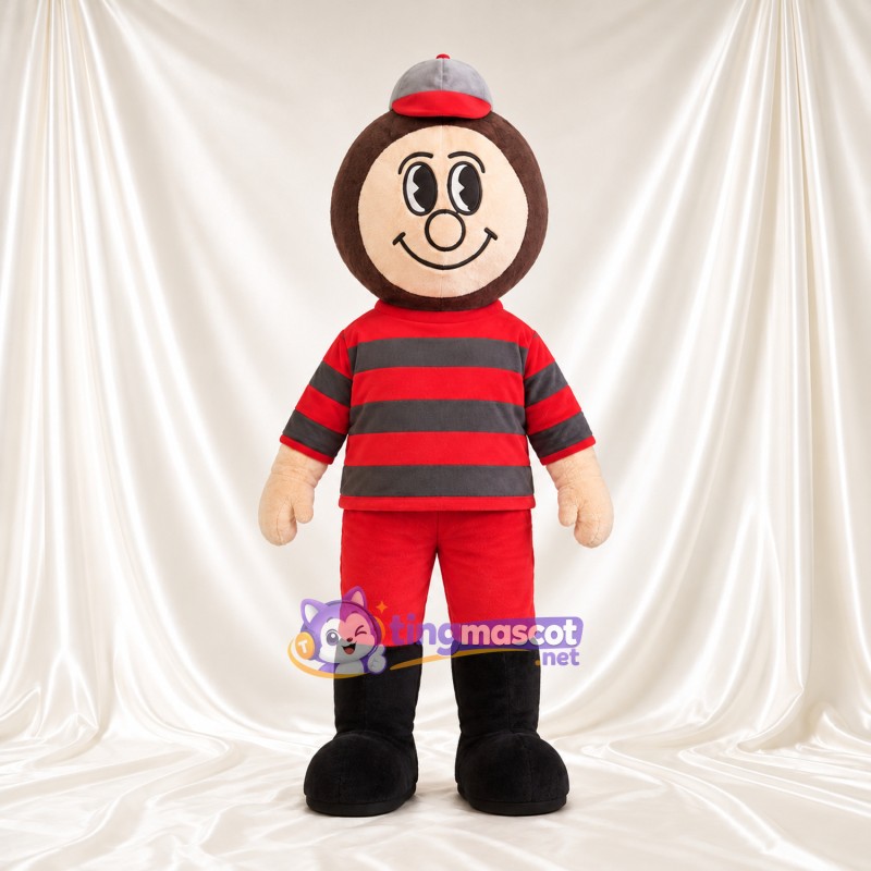 Maskottchenkostüm Comic-Junge – rot / schwarz – Outfit Maskottchenkostüm Comic-Junge – rot / schwarz – Outfit