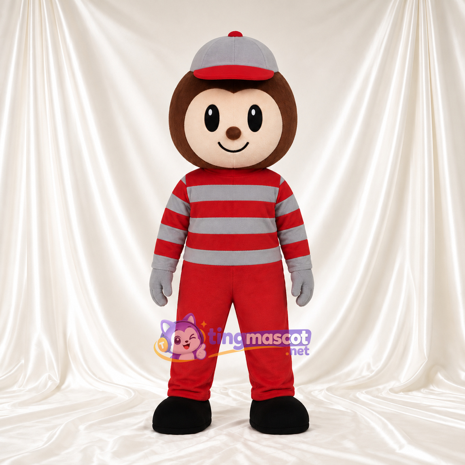 Costume de mascotte Garçon cartoon – rouge / gris – Chemise; Pantalon (rouge) Costume de mascotte Garçon cartoon – rouge / gris – Chemise; Pantalon (rouge)