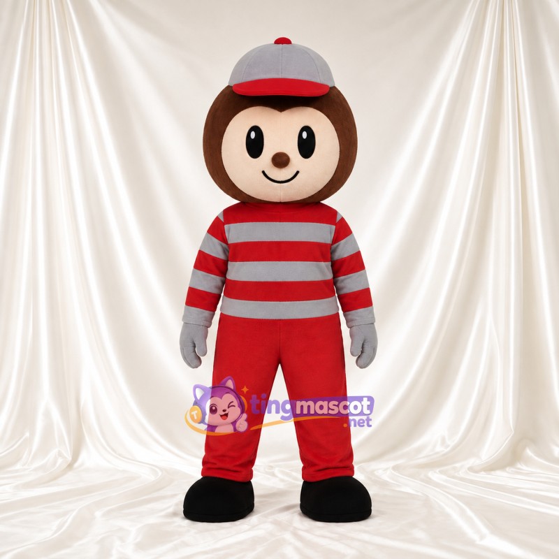 Costume de mascotte Garçon cartoon – rouge / gris – Chemise; Pantalon (rouge) Costume de mascotte Garçon cartoon – rouge / gris – Chemise; Pantalon (rouge)