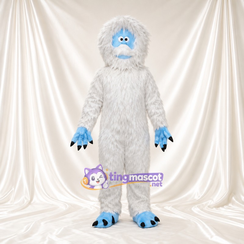 Costume de mascotte Yéti – blanc – Visage (bleu); Griffes Costume de mascotte Yéti – blanc – Visage (bleu); Griffes