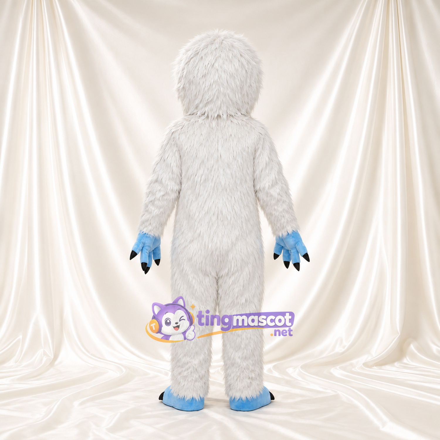 Costume de mascotte Yéti – blanc – Visage (bleu); Griffes Costume de mascotte Yéti – blanc – Visage (bleu); Griffes