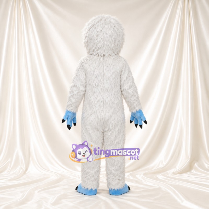 Costume de mascotte Yéti – blanc – Visage (bleu); Griffes Costume de mascotte Yéti – blanc – Visage (bleu); Griffes