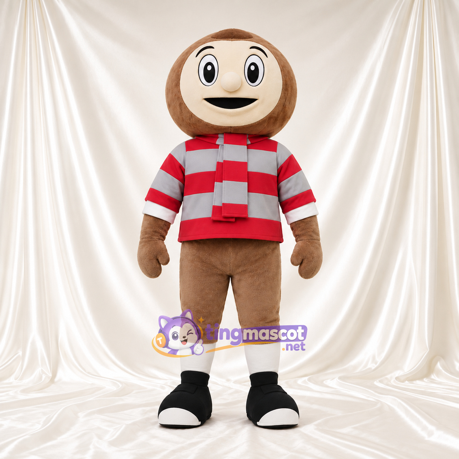Costume de mascotte Garçon cartoon – rouge / gris – Chemise; Short (marron) Costume de mascotte Garçon cartoon – rouge / gris – Chemise; Short (marron)