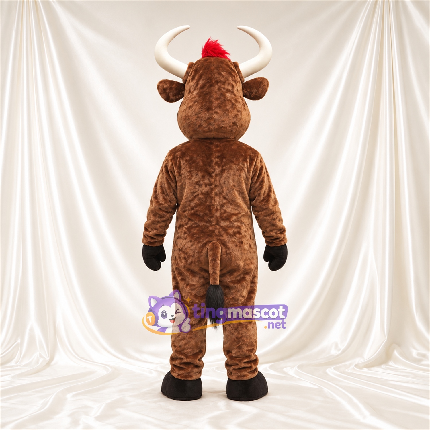 Costume de mascotte Taureau – marron – Touffe de cheveux (rouge) Costume de mascotte Taureau – marron – Touffe de cheveux (rouge)