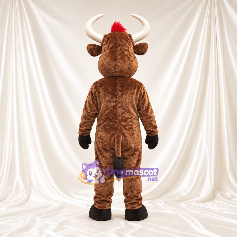 Costume de mascotte Taureau – marron – Touffe de cheveux (rouge) Costume de mascotte Taureau – marron – Touffe de cheveux (rouge)