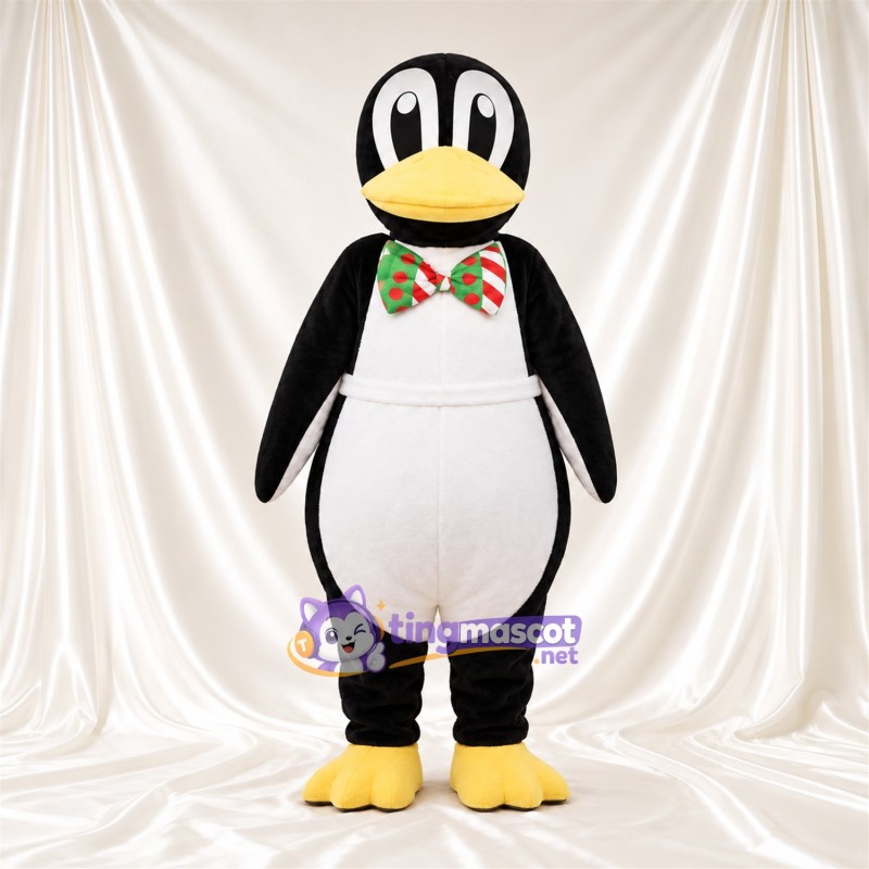 Costume de mascotte Pingouin – noir / blanc – Nœud papillon Costume de mascotte Pingouin – noir / blanc – Nœud papillon