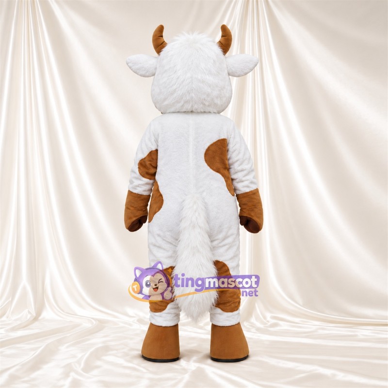 Maskottchenkostüm Kuh – braun / weiß – Hufe (braun); Gesicht (weiß) Maskottchenkostüm Kuh – braun / weiß – Hufe (braun); Gesicht (weiß)