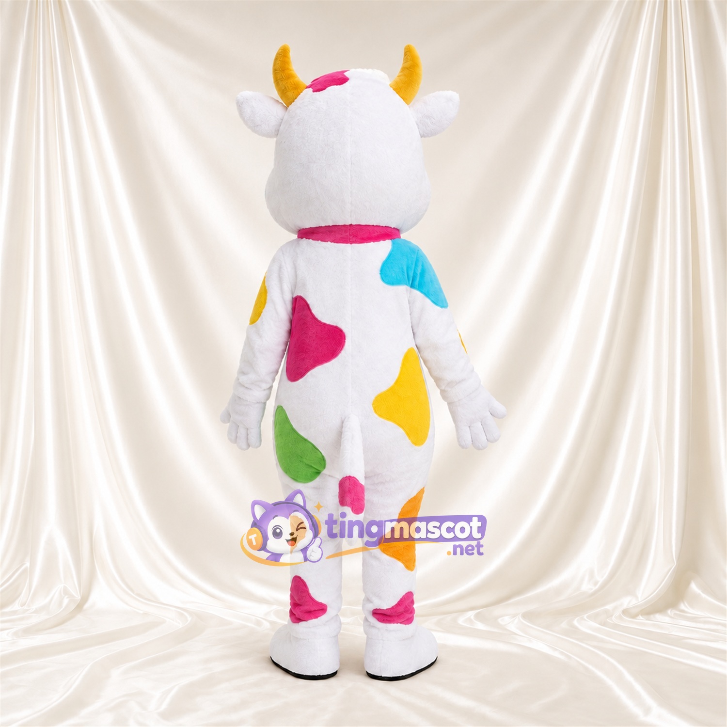 Costume de mascotte Vache – blanc – Taches (multicolore) Costume de mascotte Vache – blanc – Taches (multicolore)