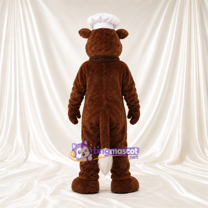 Costume de mascotte Animal cuisinier – marron – Toque de chef; Écharpe (marron) Costume de mascotte Animal cuisinier – marron – Toque de chef; Écharpe (marron)