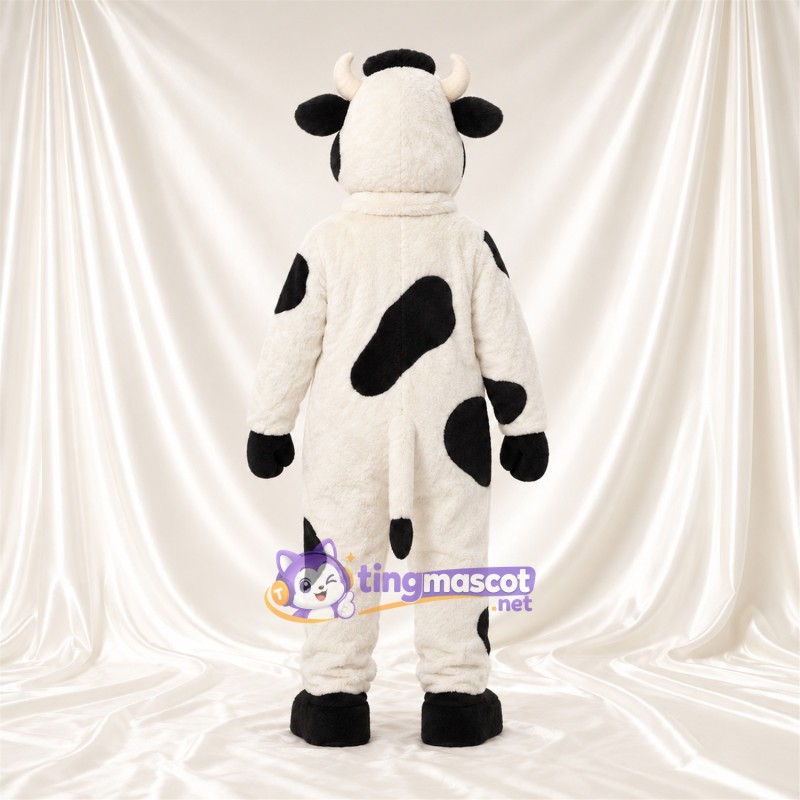 Black and White Cow Mascot Costume - Black Muzzle and Sparse Black Spots Black and White Cow Mascot Costume - Black Muzzle and Sparse Black Spots