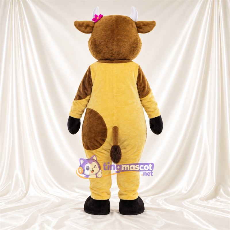 Costume de mascotte Vache – jaune – Taches (marron); Tête Costume de mascotte Vache – jaune – Taches (marron); Tête
