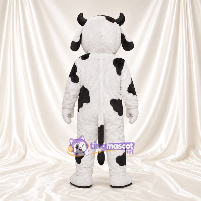 Black and White Cow Mascot Costume - Black Horns and White Muzzle Black and White Cow Mascot Costume - Black Horns and White Muzzle