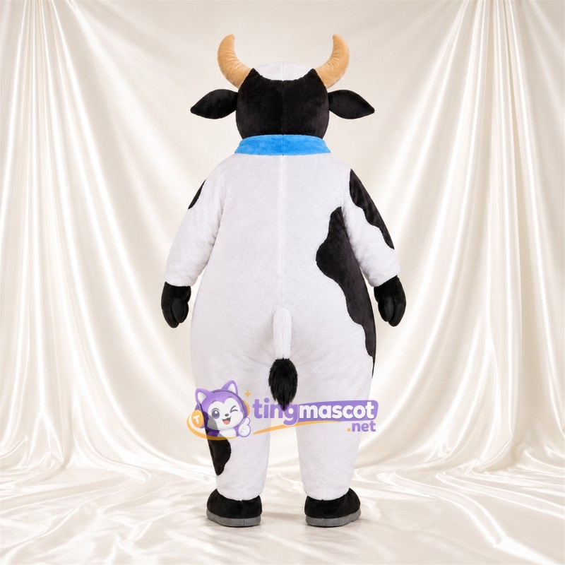 Black and White Cow Mascot Costume - Blue Bell Collar Black and White Cow Mascot Costume - Blue Bell Collar