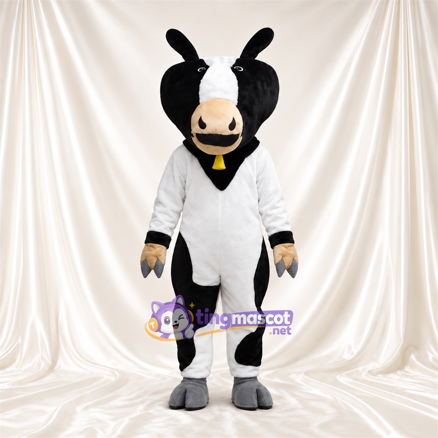 Black and White Cow Mascot Costume - Bell Collar Black and White Cow Mascot Costume - Bell Collar