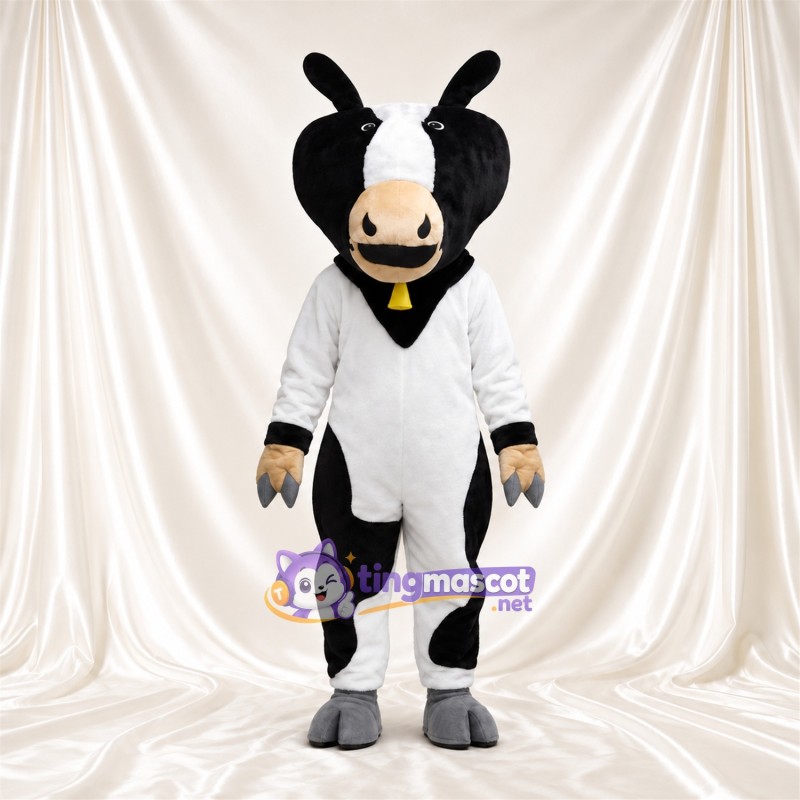 Black and White Cow Mascot Costume - Bell Collar Black and White Cow Mascot Costume - Bell Collar