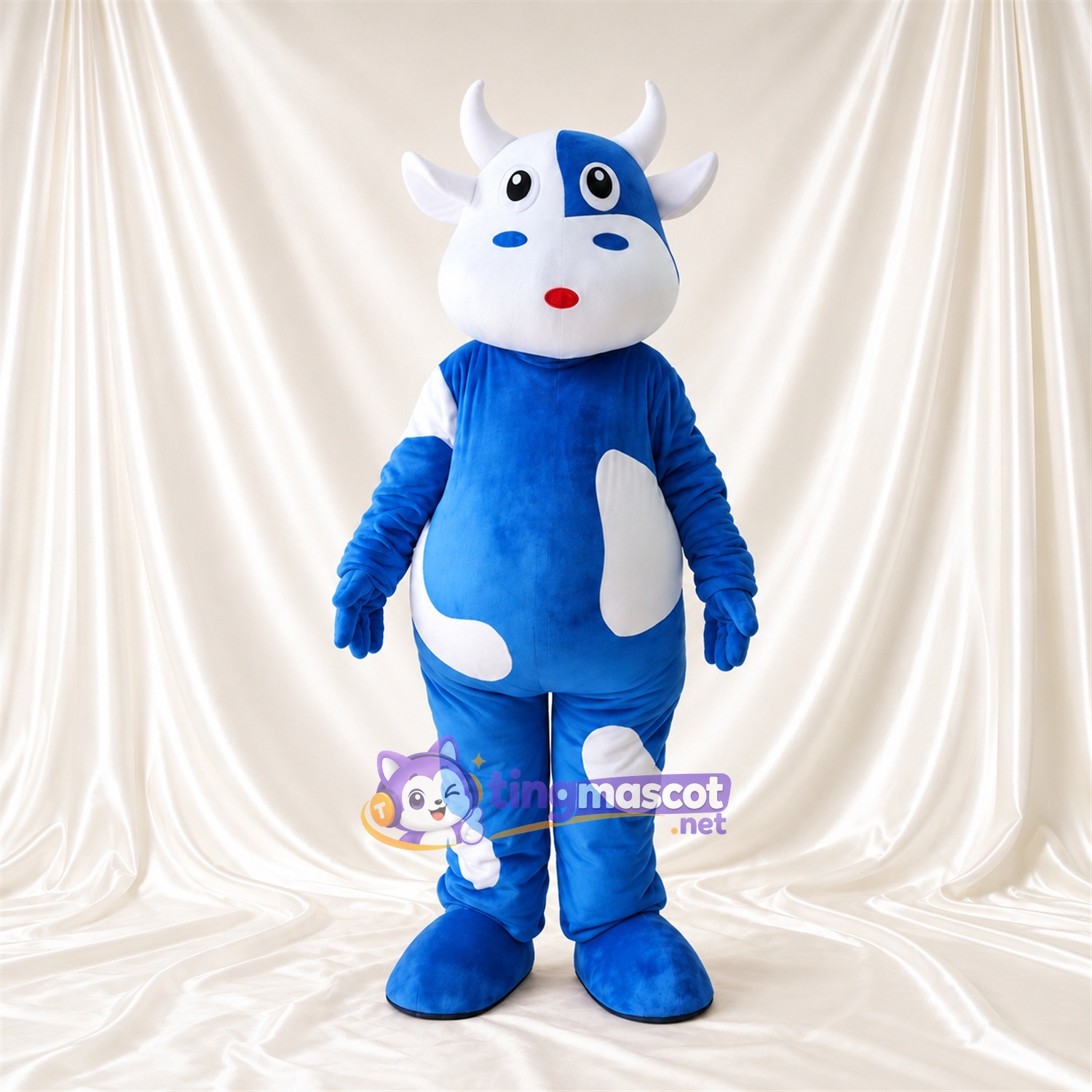 Costume de mascotte Vache – bleu / blanc Costume de mascotte Vache – bleu / blanc