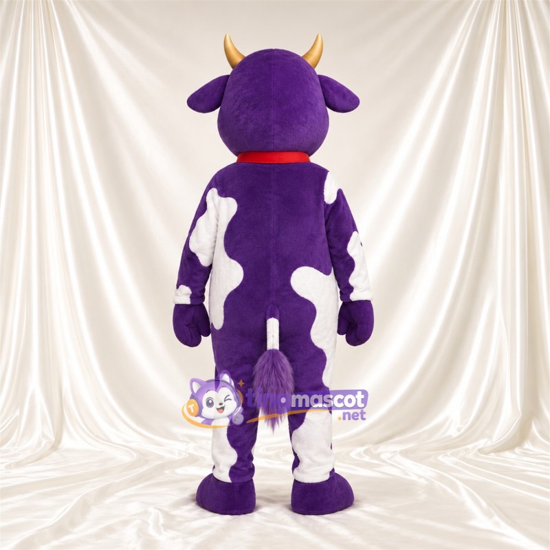 Costume de mascotte Vache – violet / blanc – Collier à clochette Costume de mascotte Vache – violet / blanc – Collier à clochette