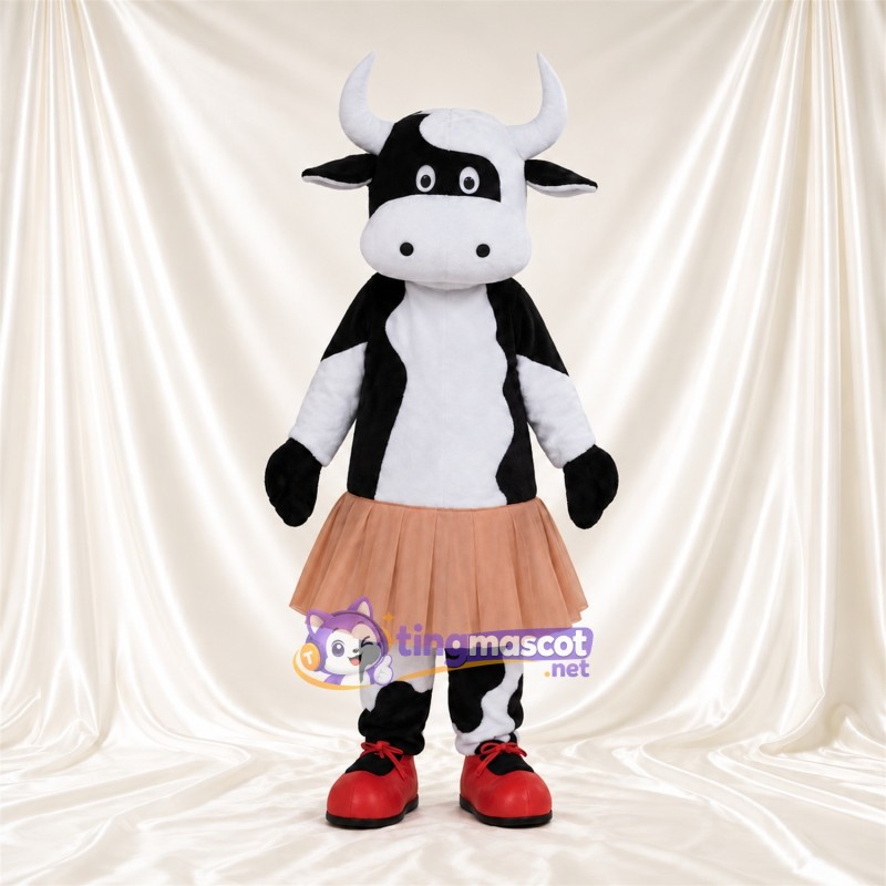 Costume de mascotte Vache – noir / blanc – Jupe (pêche) Costume de mascotte Vache – noir / blanc – Jupe (pêche)